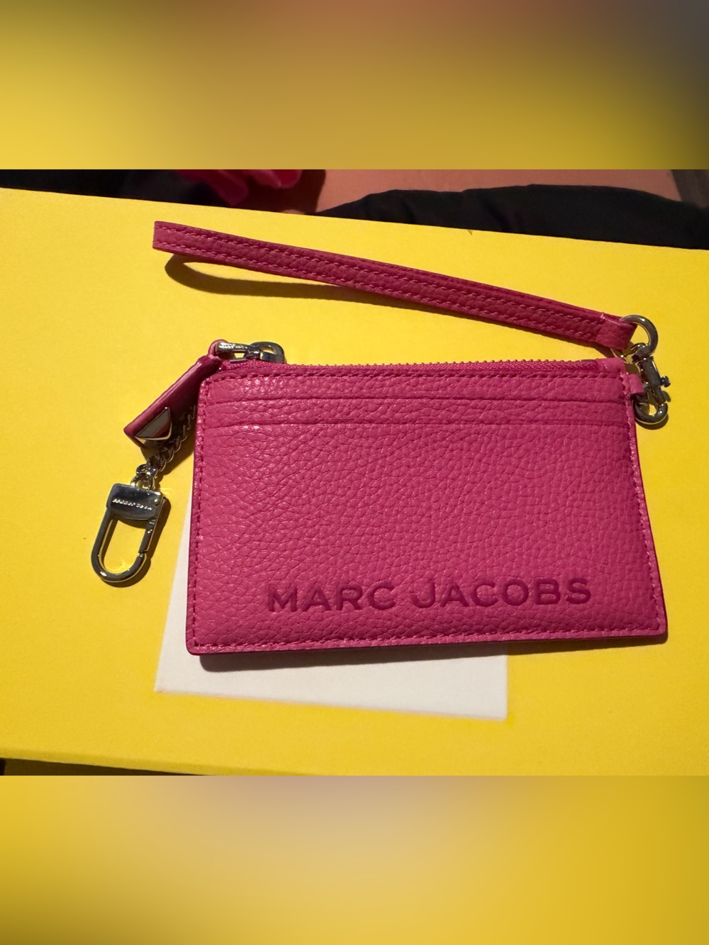 Marc Jacobs Hot Pink Pebbled Leather Wristlet Card Holder